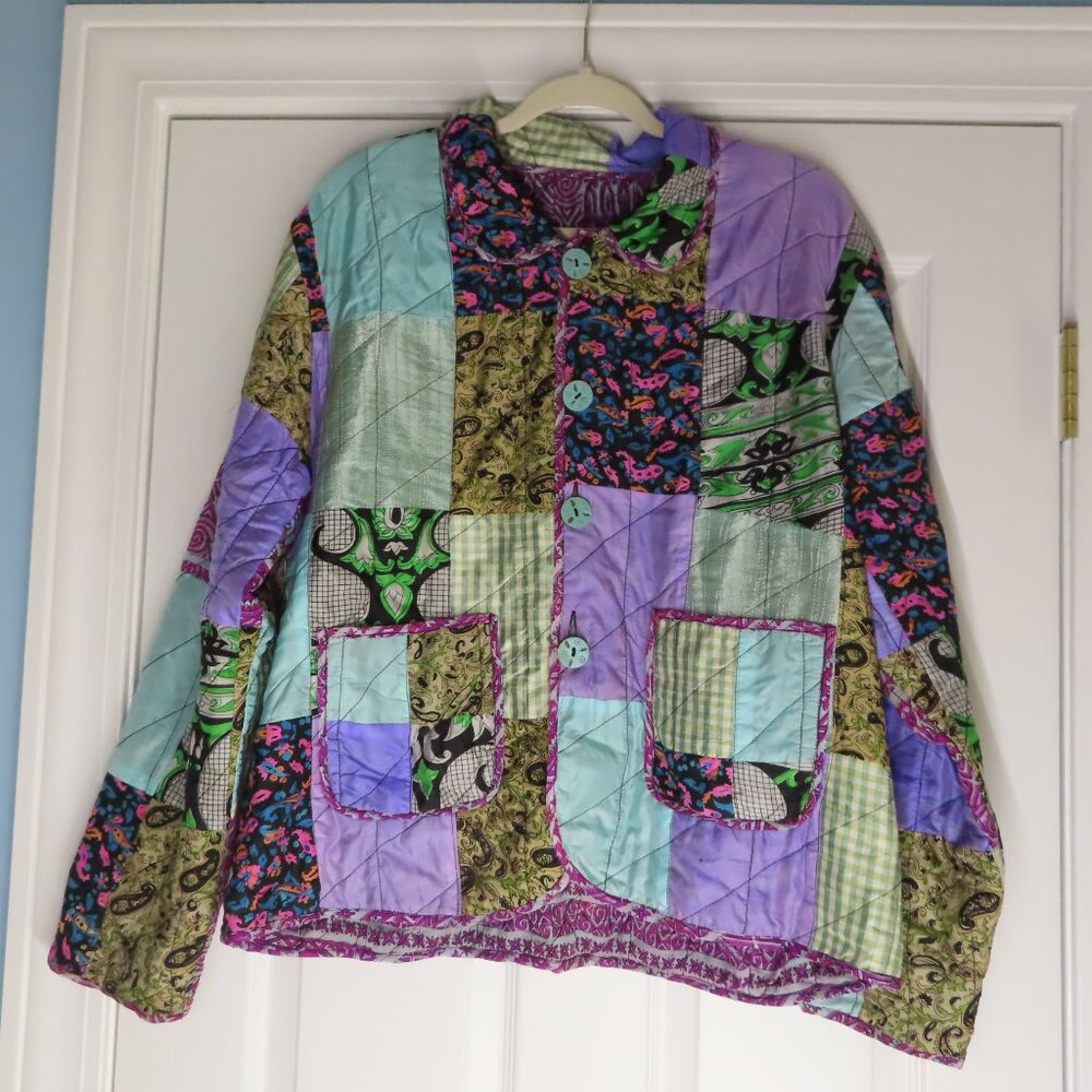 NWT Allure Reversible Colorful Patchwork Jacket P… - image 1